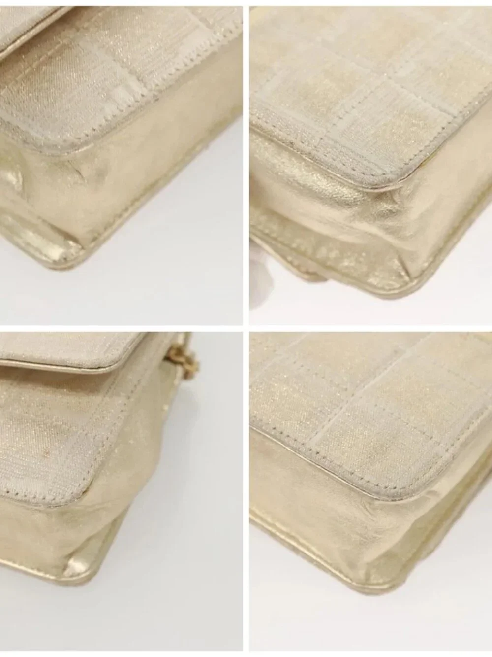 CHANEL New Travel Line Chain Wallet Nylon Gold CC Auth 119624